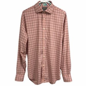 TD Thomas Dean Shirt L 100% Pima Cotton red plaid